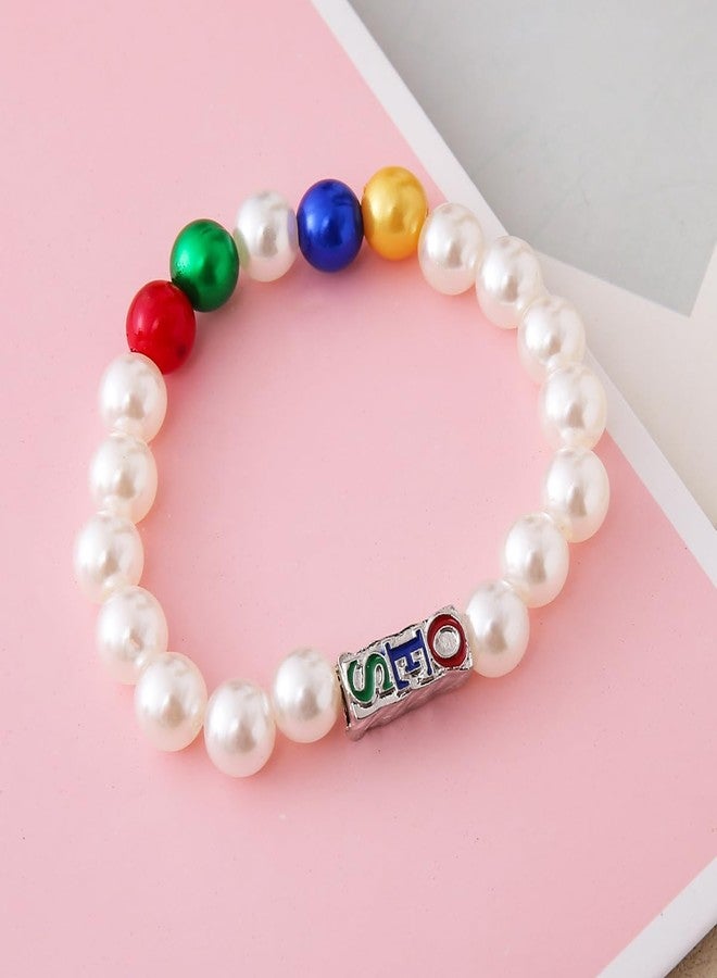 HUSURU Order Of Eastern Star Club Gifts Letters OES Sorority Pearl Women Bracelet - Image 4